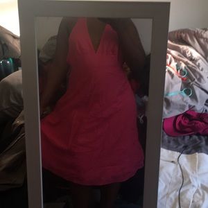 Hot pink halter dress